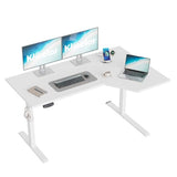 Klicelor 55 Inch L Shaped Standing Desk, Adjustable Height Corner Desk for Home Office Workstation, Sit Stand Desk with Two-Piece Desktop, White Klicelor