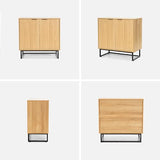 EYYTHUNG Fluted Storage Cabinet Sideboard Buffet Cabinet, Modern Accent Cabinet with Adjustable Shelves, Wooden Credenza, Console Table Entryway Cabinet for Living Dining Room, Natural Oak EYYTHUNG