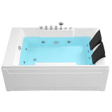 Empava 72" x 48" Whirlpool Tub, 2 Person Jetted Bathtub, Hydro Massage & Chromatherapy [ETL Certified], 3 Sided Apron, Acrylic , 1125 Watt, 110 Gallons, Left Drain Empava