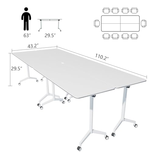 QXYXSM 9FT Conference Table, Conference Room Table Large Rectangle Folding Conference Tables for Office Meeting Conference Room Classroom (9FT) QXYXSM