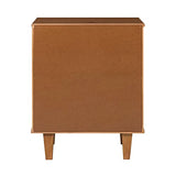 Walker Edison Sprague Contemporary Detailed Drawer Solid Wood Nightstand, 20 Inch, Caramel Walker Edison