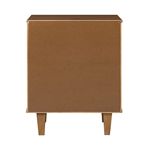 Walker Edison Sprague Contemporary Detailed Drawer Solid Wood Nightstand, 20 Inch, Caramel - WoodArtSupply