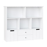 FOTOSOK Toy Storage Organizer with 4 Drawers, Toy Organizers and Storage with Concealed Wheels and 5 Storage Cubbies, Multifunctional Storage Chest Kids Storage Organization, Playroom Furniture, White FOTOSOK