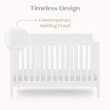 Delta Children Isabelle 6-in-1 Convertible Crib, Converts to Toddler Bed, Daybed, Sofa & Full Bed With/Without Footbaord, Fits Standard Crib Mattress, 3 Mattress Heights for Baby Nursery, Bianca White