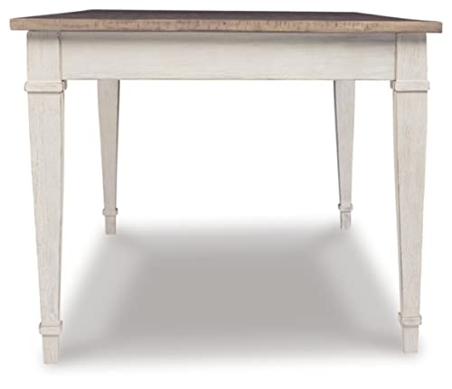 Signature Design by Ashley Skempton Farmhouse Rectangular Dining Room Table with Storage, White & Light Brown - WoodArtSupply