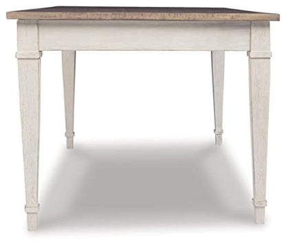 Signature Design by Ashley Skempton Farmhouse Rectangular Dining Room Table with Storage, White & Light Brown - WoodArtSupply