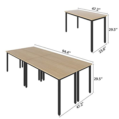 Conference Tables 8FT Large Meeting Table Rectangular Seminar Tables for Office Conference Meeting Room Modern and Space Saving Design (4PCS, Natural) - WoodArtSupply