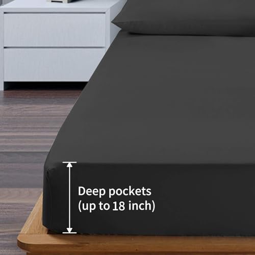 EaseHome Full Size Sheets - Extra Soft Full Sheets with 18-inch Deep Pocket, Premium Bedding Collection - Extra Soft Breathable Wrinkle Fade Stain Resistant Hypoallergenic - 4 Piece (Full, Black) EaseHome