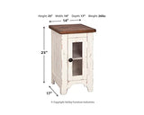 Signature Design by Ashley Wystfield Farmhouse Chair Side End Table with Cabinet Door for Storage, White & Brown with Distressed Finish Signature Design by Ashley