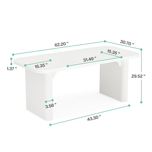 Tribesigns 5 ft Conference Table, Modern Rectangular Meeting Seminar Table with Double Pedestal, 62-Inch Large Boardroom Table for Office (White) Tribesigns