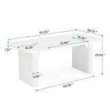 Tribesigns 5 ft Conference Table, Modern Rectangular Meeting Seminar Table with Double Pedestal, 62-Inch Large Boardroom Table for Office (White) Tribesigns