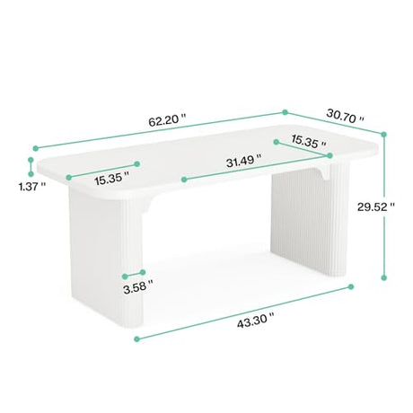 Tribesigns 5 ft Conference Table, Modern Rectangular Meeting Seminar Table with Double Pedestal, 62-Inch Large Boardroom Table for Office (White) Tribesigns