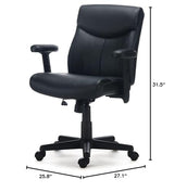 STAPLES Traymore Ergonomic Manager & Executive Office Chair, Task Desk Swivel with Wheels, Adjustable Height, Luxura Faux Leather, Black STAPLES