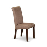 East West Furniture DOBA9-MAH-18 9 Piece Modern Dining Table Set Includes a Rectangle Wooden Table with Butterfly Leaf and 8 Brown Linen Linen Fabric Parson Chairs, 42x78 Inch, Mahogany East West Furniture