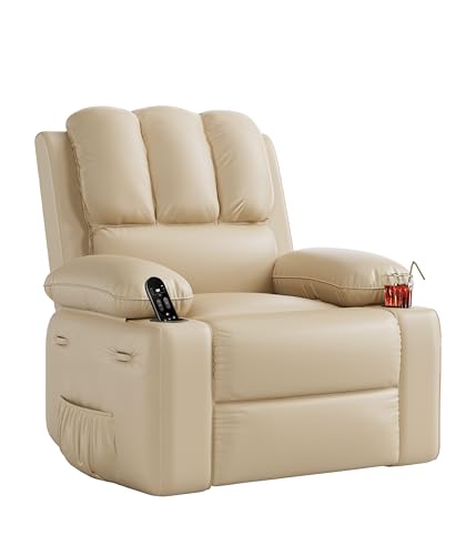 MegaChoice Oversized Manual Recliner Chair, Adjustable Home Theater Seating with Lumbar Support & Footrest, PU Leather Lounge Chair with Side Pocket for Living Room, Bedroom, Nursery MegaChoice