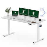 FLEXISPOT One-Piece Electric Standing Desk, 60 x 24 Inches Adjustable Desk with Seamless Desktop, Memory Controller Height Adjustment (White Frame + White Desktop, 2 Packages) FLEXISPOT