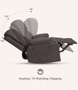Oversized Recliner Chairs with Massage and Heat, Leather Recliner Chair for Adults, Manual Chair with Cup Holder for Living Room, Bedroom and Nursery (Coffee) GarveeHome
