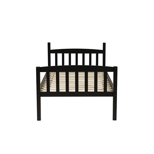 Linon Howell Black Solid Wooden Twin Over Twin Bunk Bed with Ladder Linon