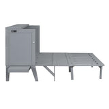 Ball & Cast Murphy Bed Chest Queen Size,Cabinet Hideaway Bed with USB Port and Removable Shelves on Each Side,Wood Wall can be Folded,Platform Bedframe for Kids Bedroom,Student Dorms,Gray Ball & Cast