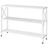 Hoctieon White Industrial Console Table, 3 Tier Entryway Tables, Hallway Desk, Narrow Sofa Tables with Shelves, Entrance Table for Entryway, Living Room, Foyer, Hallway, Office, White Hoctieon