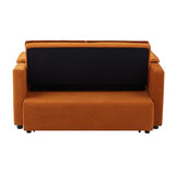 Modern Convertible Sofa Couch Bed, USB Ports, 3 in 1 Velvet Sleeper Sofa Pull Out Bed for Living Room Apartment Small, Widen Armrest Reclining Sofa Futon Adjustable Backrest with 2 Pillows(Orange) Deolme