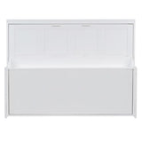 Merax Murphy Bed Queen Size with Desk, Wood Folding Wall Bedframe with Smooth Hydraulic Lift, for Small Bedroom, Guest Room, Home Office, White Merax