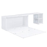 RuiSiSi Queen Murphy Bed Wall Bed with Rotable Desk, Foldable Platform Bed Frame with Storage, for Home Office Small Room, White RuiSiSi