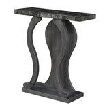 Pemberly Row Modern Console Table, Weathered Gray Wood with Faux Black Marble Top, MDF and Melamine, 31.5 x 11.5 x 34 in, Bottom Shelf, Wavy Silhouette for Entryway, Living Room, Hallway or Dining Pemberly Row