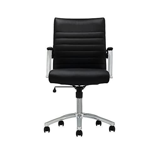 Realspace® Modern Comfort Series Winsley Bonded Leather Mid-Back Chair, Black Realspace