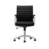 Realspace® Modern Comfort Series Winsley Bonded Leather Mid-Back Chair, Black Realspace