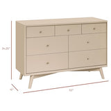 babyletto Palma 7-Drawer Assembled Double Dresser in Taupe, Greenguard Gold Certified babyletto