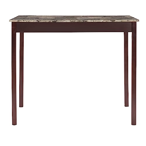 Linon Brown 3-Piece Table Faux Marble Tavern Set, 42" w x 22.25" d x 36" h Linon