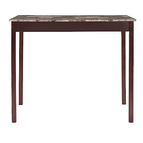 Linon Brown 3-Piece Table Faux Marble Tavern Set, 42" w x 22.25" d x 36" h - WoodArtSupply