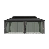 Yardenaler 14x20 FT Hardtop Gazebo Canopy with Double Galvanized Steel Roof, Permanent Outdoor Pavilion with Curtain & Mesh Netting for Patio. Garden, Backyard, Black Yardenaler