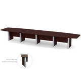 Thaweesuk Shop 18ft Mahogany Modern Boat Shaped Conference Table Room Hide Wires Inside Elliptical Metal Legs Desk Grommets Racetrack Boardroom Office Business Furniture Wood 212''L x 47-32''W x 29''H Generic
