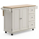 Homestyles Mobile Kitchen Island Cart with Wood Drop Leaf Breakfast Bar, Off White,Soft White, 54 Inch Width homestyles