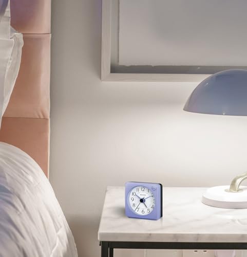 Bulova Clocks B1876 Ultra Small Travel Alarm with Snooze and Light, No Ticking, Violet Bulova