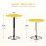 Athena Collection Round Bar Table 27.5"- 36" Height Adjustable Bistro Pub Table, Bar Height Cocktail Table with Swivel Top Metal Base, Tall Table for Home Bar Party Event, Yellow Athena Collection