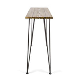 Christopher Knight Home Denali Outdoor Industrial Acacia Wood Bar Set with Finished Iron Frame, Teak Finish / Rustic Metal Christopher Knight Home