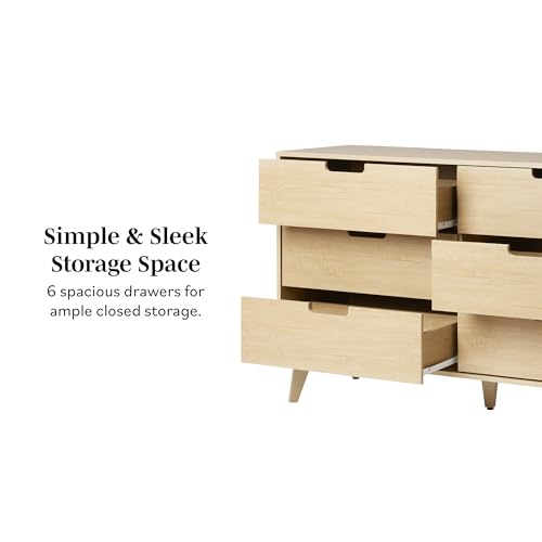 Walker Edison Modern 6-Drawer Dresser Bedroom Storage Organizer, 52 Inch, Riviera Cut-Out Walker Edison