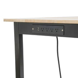 Sootvp 72" L X 25" W Adjustable Workbench, 28-39.5" Adjustable Height & 3000 LBS Load Capacity, Oak Wood Heavy-Duty Work Table Garage Worktable with Power Strip and Wheels for Studio, Workshop Sootvp