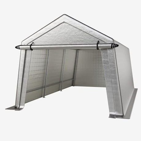 LINKHOO 10x15 FT Portable Garage Carport, Heavy-Duty Storage Shed with 220G Waterproof PE Tarp, Roll-Up Zipper Door & Vent, for Motorcycle, Bike, ATV, Tools, Outdoor Equipment, Gray LINKHOO