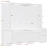Bekeknlny Modern Queen Murphy Bed with Desk, Storage Shelves and Cabinets, Hidden Wall Bed for Space-Saving Home Office (White/H10) Bekeknlny