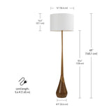 Globe Electric Novogratz x 67225 65" Floor Lamp, 2-Tone Wood Toned Base, White Fabric Shade, Socket Rotary Switch, Living Room Décor, Reading Light, Home Essentials, Bedroom, Office Accessories Globe Electric