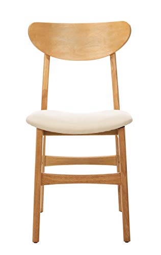 Safavieh Home Lucca Retro Natural and White Cushion Dining Chair, Set of 2 Safavieh