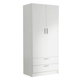 Madesa 2 Door 2 Drawer Storage Cabinet Wardrobe with Shelf and Hanging Space 31" L Wooden Armoire Closet Organization Unit for Bedroom and Office - White Madesa