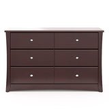 Storkcraft Crescent 6 Drawer Double Dresser (Espresso) – GREENGUARD Gold Certified, Dresser For Nursery, 6 Drawer Dresser, Kids Dresser, Nursery Dresser Drawer Organizer, Chest of Drawers STORKCRAFT