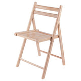 Robin Folding Chairs | 4-PC Set | Solid Wood | Natural Finish | Contoured Back | Slatted Seat | Foldable & Easy to Store | No Assembly Required Casafoyer