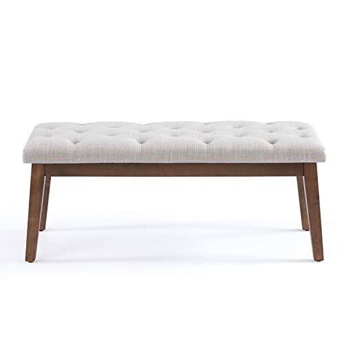 HUIMO Bedroom Bench for End of Bed, Upholstered Dining Seat for Kitchen, Button-Tufted Ottoman Bench for Entryway and Living Room, Beige HUIMO