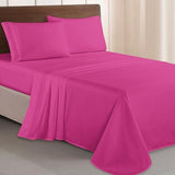 Elegant Comfort Luxurious 1500 Premium Hotel Quality Microfiber Three Line Embroidered Softest 4-Piece Bed Sheet Set, Wrinkle and Fade Resistant, Queen, Hot Pink
